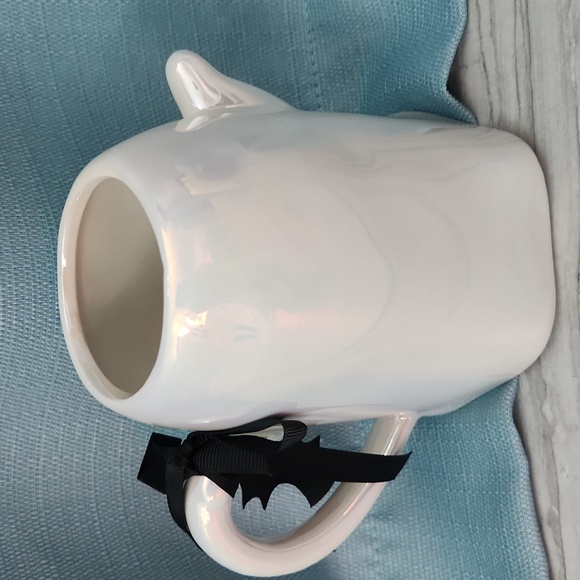 New Rae Dunn Halloween White Iridescent Hey Boo Ghost Mug - Picture 2 of 3